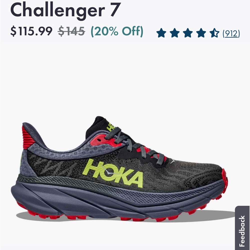 Hoka Black and Red Athletic Shoes with Trail-Ready Cushioning